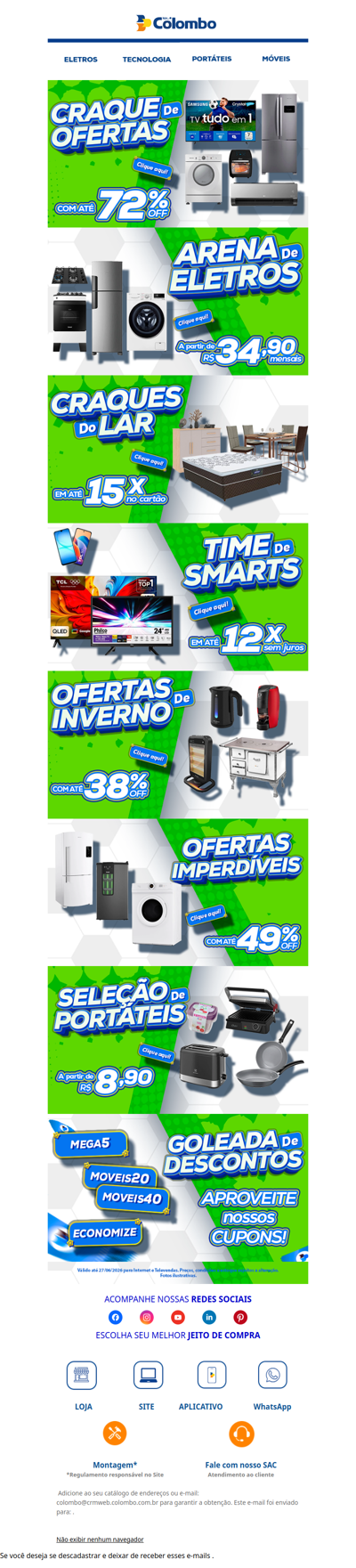 🏆 Eletros, TVs, Móveis: até 72% OFF