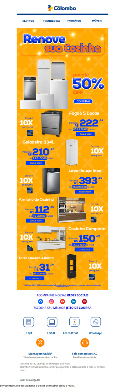 Renove sua cozinha com até 50% OFF 🍳
