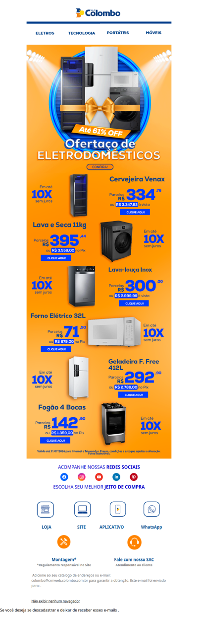 Ofertão de Eletrodomésticos com até 61% OFF ⚡