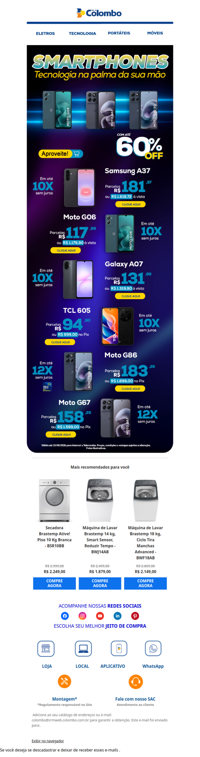 Smartphones com até 60% OFF! ⚡