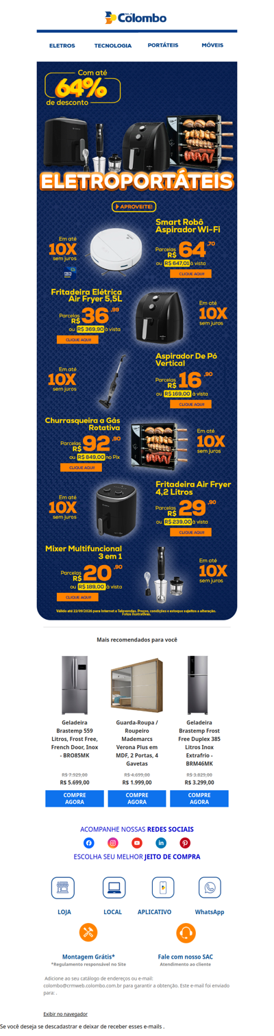 Eletroportáteis com até 64% OFF 🍟💥