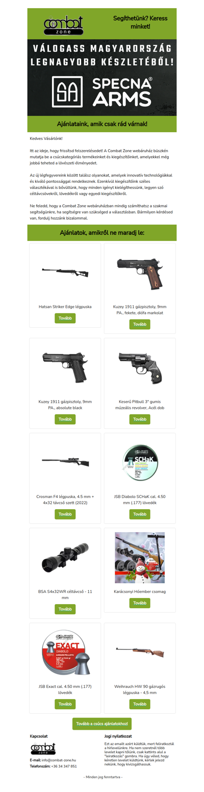 A Combat Zone  webáruház csúcskategóriás ajánlatai!