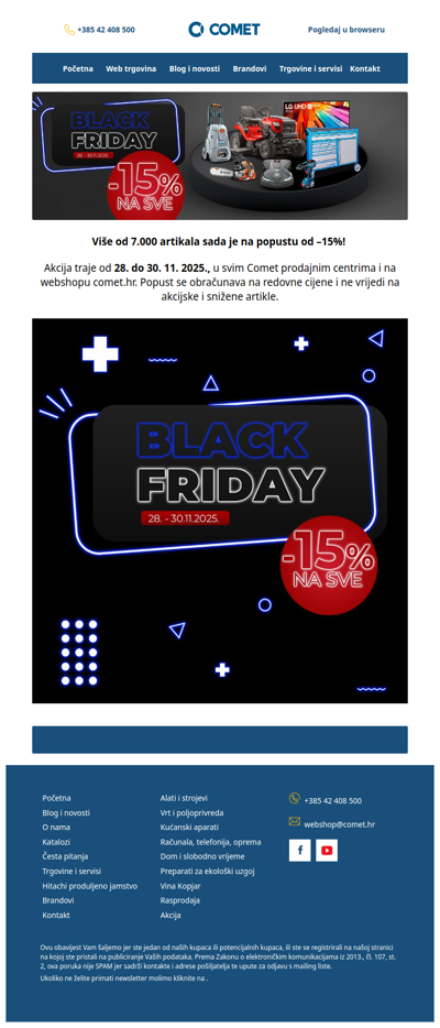 🔥 CRNI PETAK u Cometu – 15% popusta na sve! 🔥
