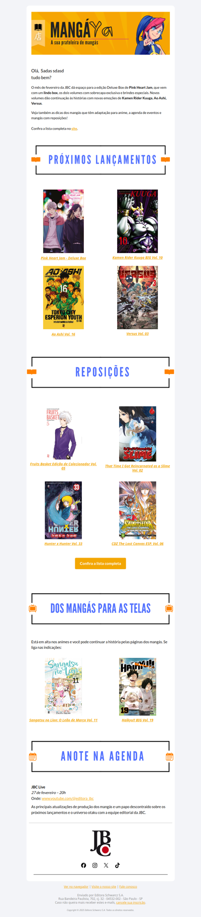 Mangá Ya 2: fique por dentro das novidades da JBC!