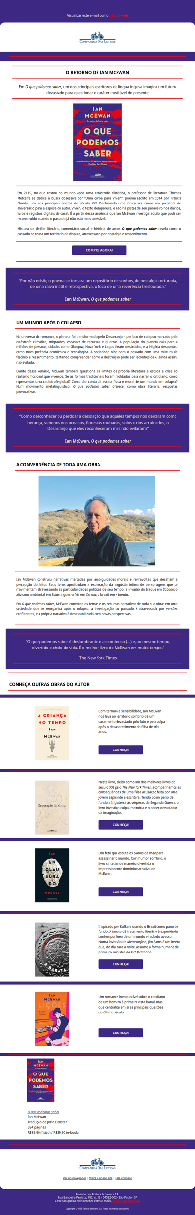 O novo romance de Ian McEwan