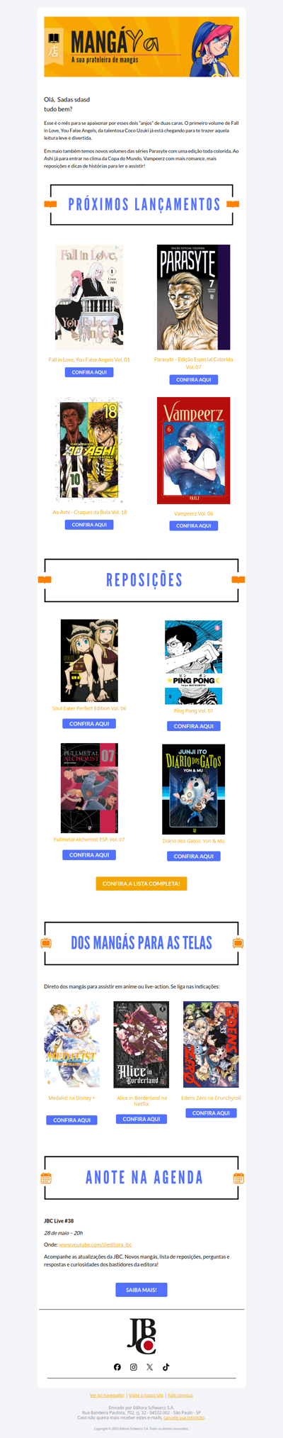 Mangá Ya 5: fique por dentro das novidades da JBC!