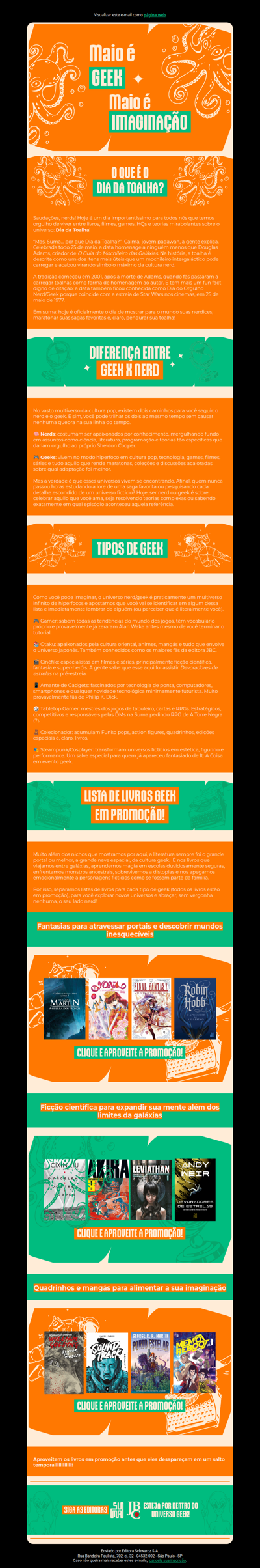 Celebremos o Dia da Toalha e todas as suas nerdices favoritas com livros em promoção!