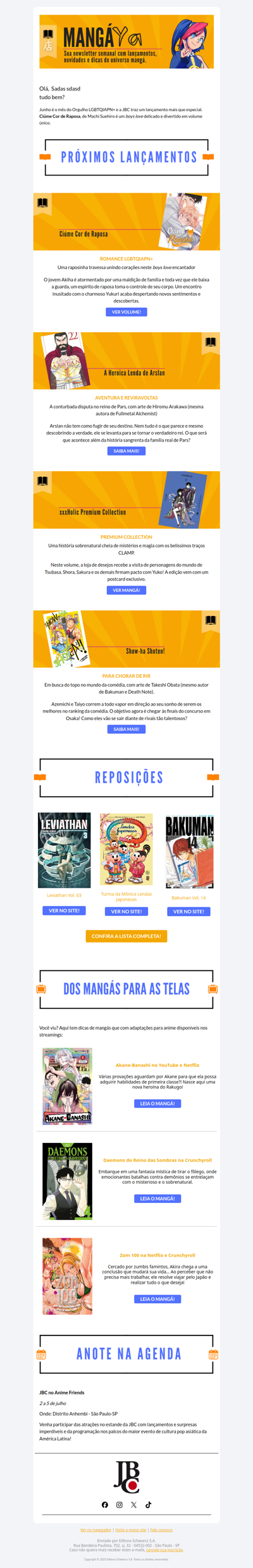 Mangá Ya 6: fique por dentro das novidades da JBC!