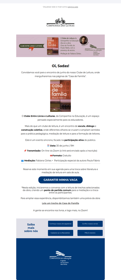 Clube de leitura para educadores: Casa de Família (com presença da autora)