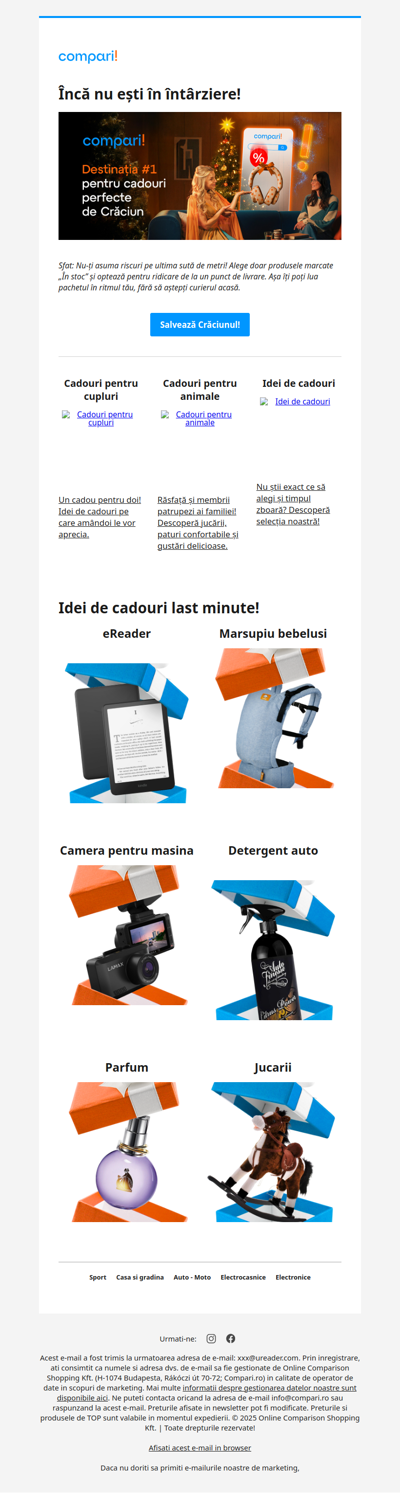 ⏰ Încă nu e prea târziu ca darul tău să ajungă sub brad!