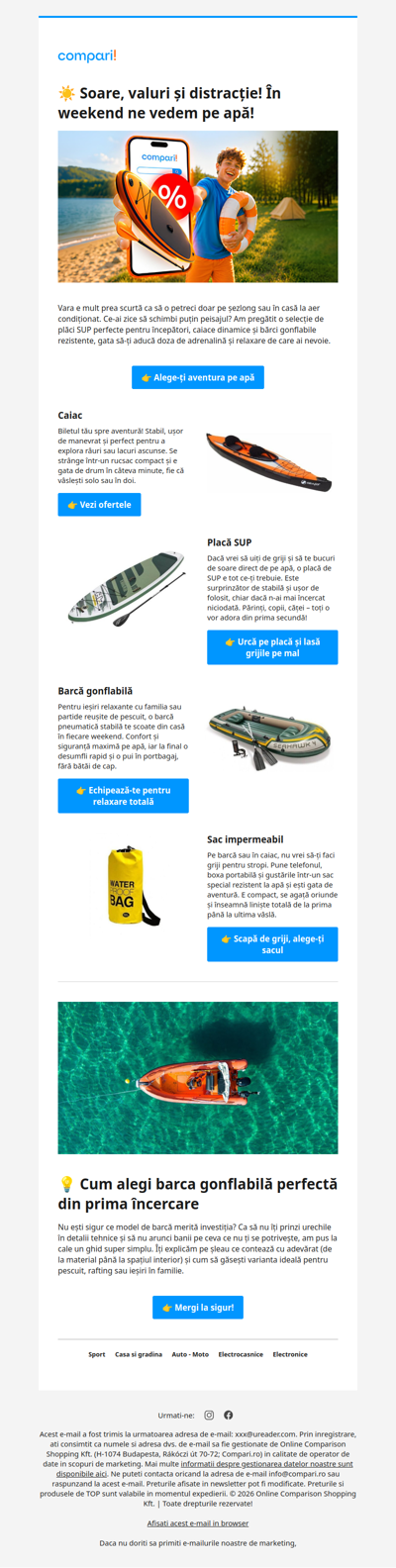 Apă, soare și distracție 🌊 Ce alegi: caiac sau SUP?