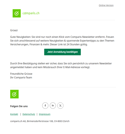 Noch ein Schritt: Bitte bestätigen Sie Ihre Newsletter-Anmeldung