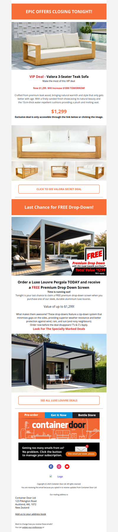 🚨 Ends TONIGHT: VIP Teak Deal & Luxe Louvre Free Drop-Down Ends Tonight