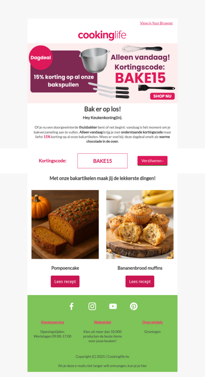 Vandaag bak je voordelig: dagdeal met 15% korting! 🍪