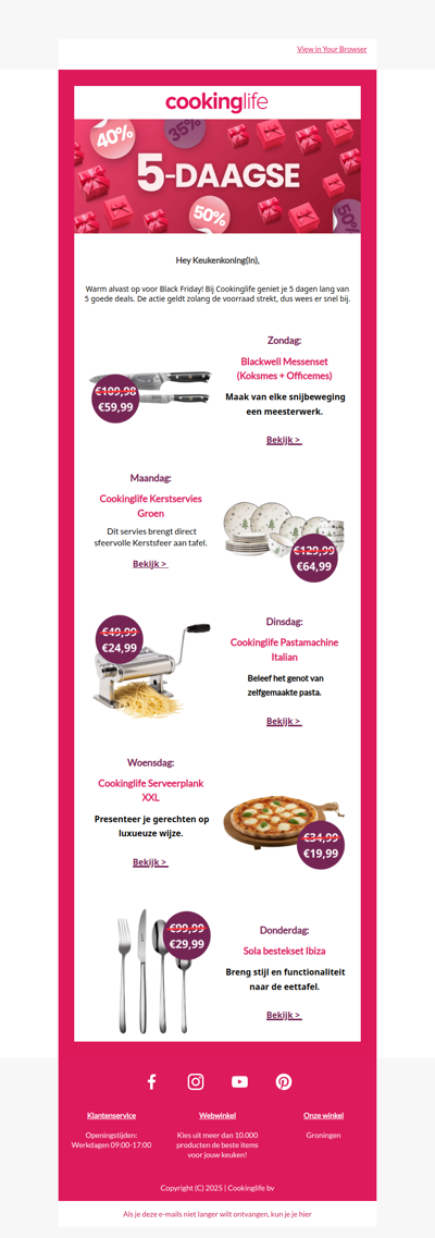 🤩 De Cookinglife 5-daagse is begonnen!