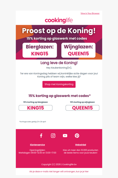 🧡 Bier of wijn, 15% Koningsdagkorting op allebei!