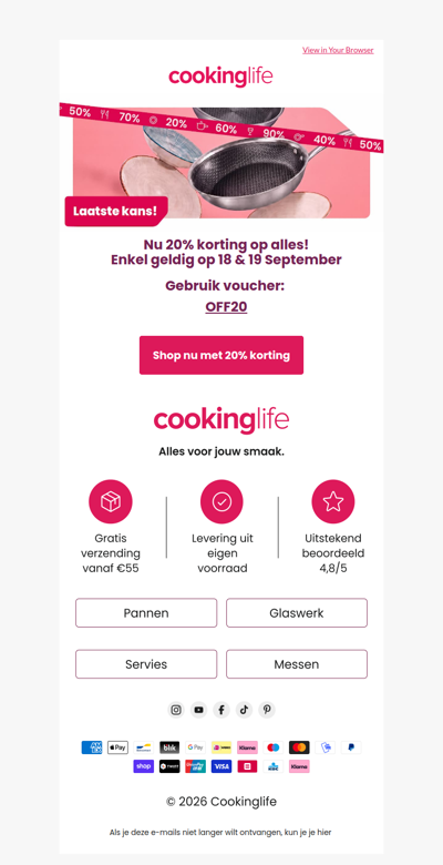 Alleen voor jou: 20% korting op álles 🍴