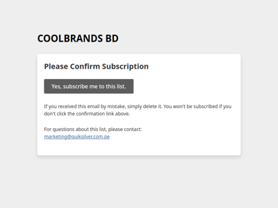 COOLBRANDS BD: Please Confirm Subscription