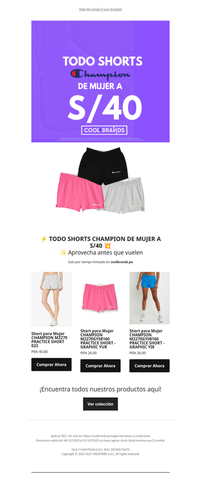 SHORTS CHAMPION MUJER A S/40 | COOLBRANDS⏰