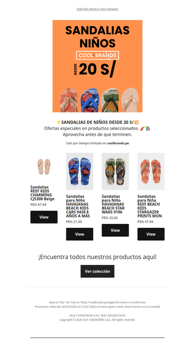 💥SANDALIAS DE NIÑOS DESDE 20 S/⏰