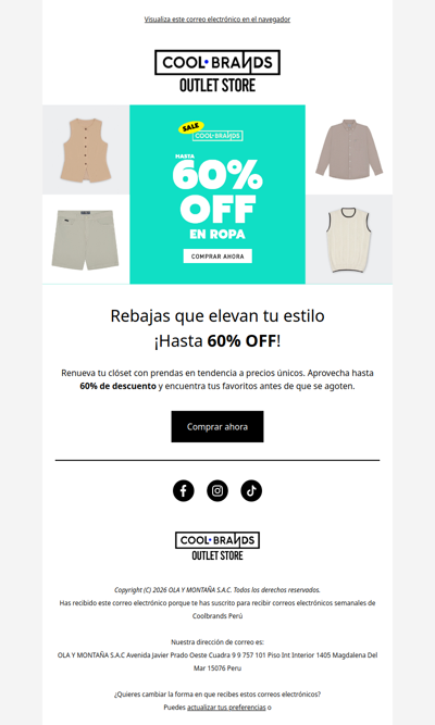 Hasta 60% OFF en ropa 👕🔥