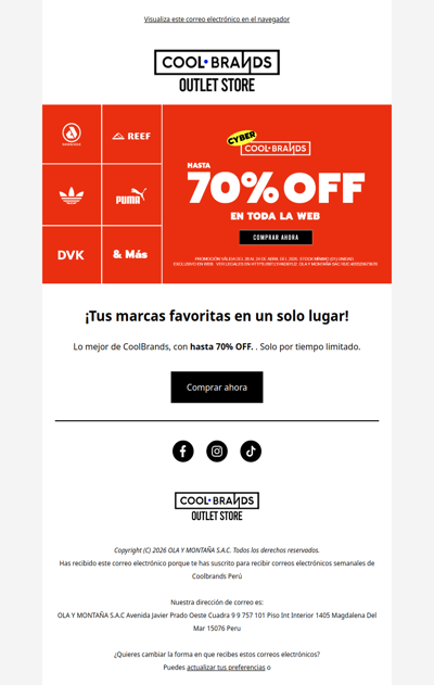 Cyber CoolBrands: Hasta 70% OFF 🛍️