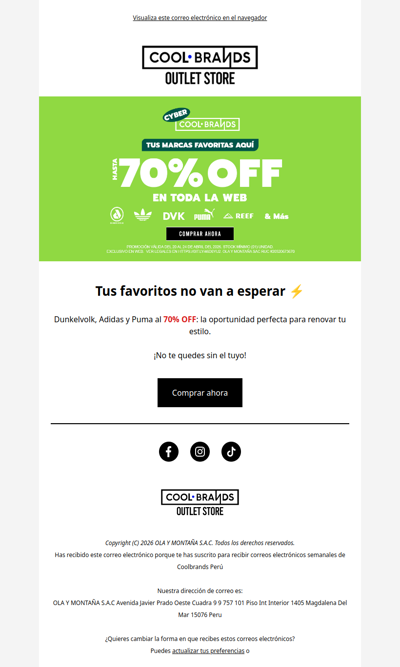 Aún estás a tiempo: 70% OFF en el Cyber CoolBrands ⚡