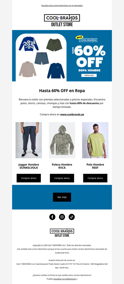 Hasta 60% OFF en ropa hombre 🔥