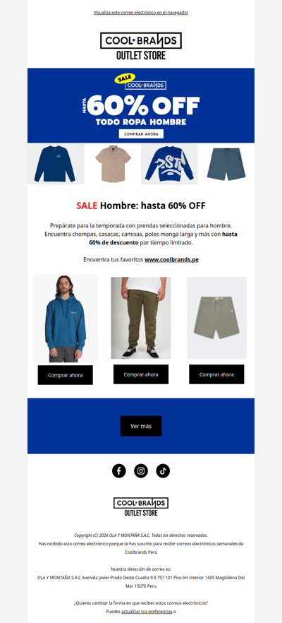 Hasta 60% OFF en ropa para hombre 🔥