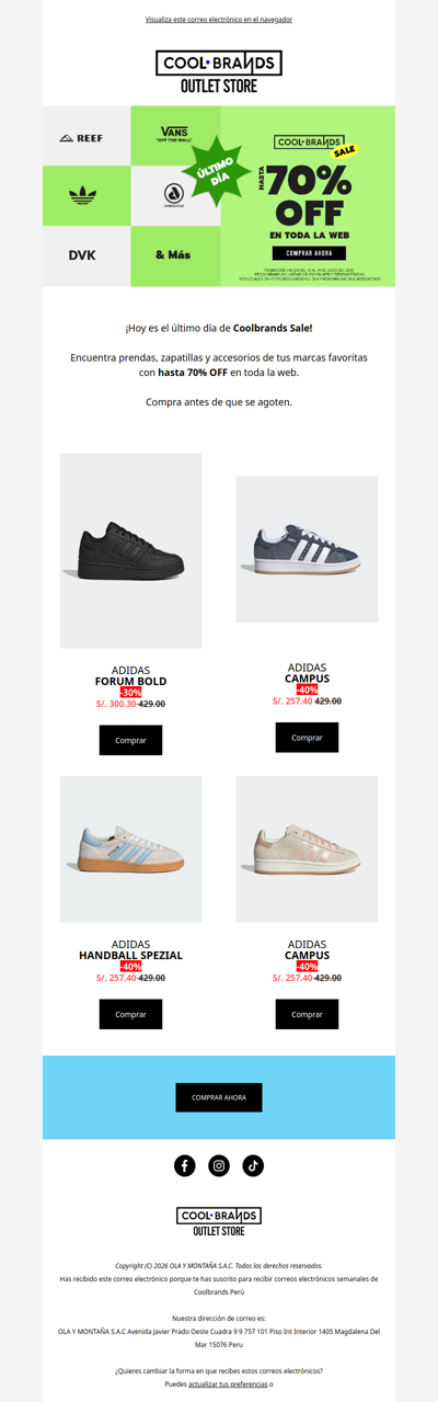 ¡Últimas horas del Coolbrands Sale! Hasta 70% dscto