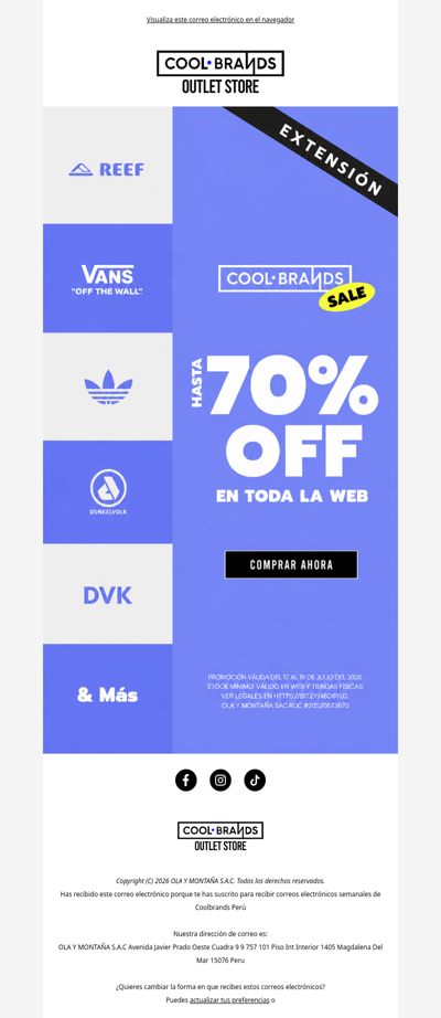 ¡Se extendió el Coolbrands Sale! Aprovecha hasta 70% dscto