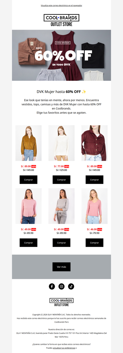 Renueva tus looks con hasta 60% OFF en DVK Mujer 🚨