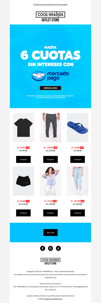 Hasta 70% OFF + 6 cuotas sin intereses