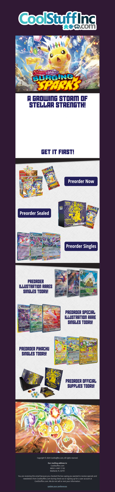 Surging Sparks Burst Onto the Scene! Sealed, Singles, and Supplies for Pokemon's Latest Set Now Available!