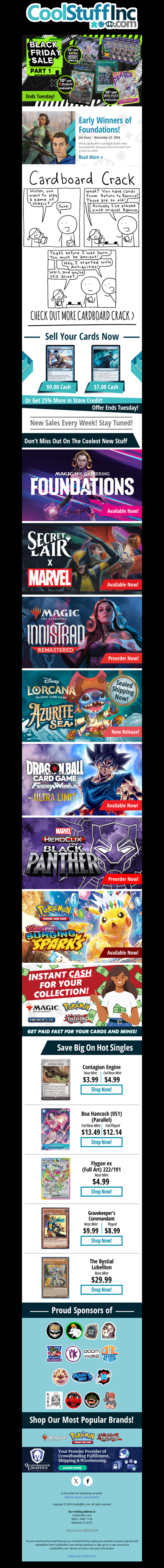 Black Friday Sale Part 1 Kicks Off! Sell Us Your Cards and Get the Latest Magic, Pokemon, and More!