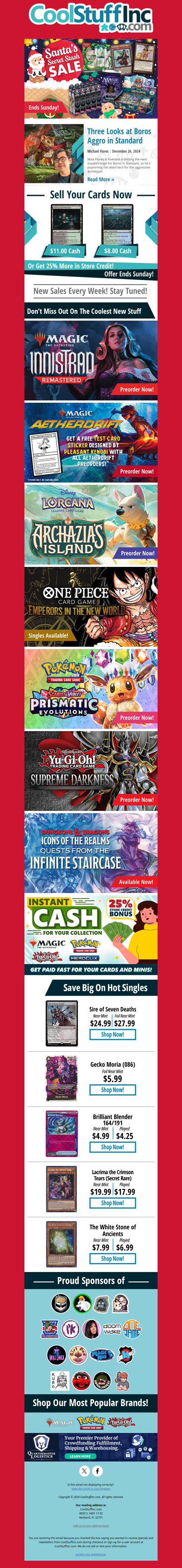 Santa's Secret Stash Sale Ends Sunday, Hot Preorders for MTG, Lorcana, and More!