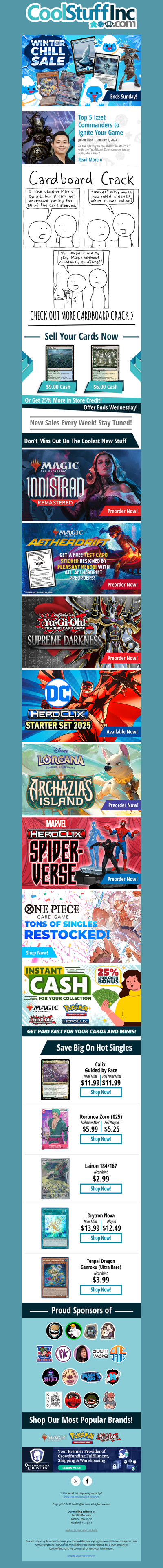 The Winter Chill Sale Begins! New Heroclix DC Starter Set 2025, Innistrad Remastered, and More!