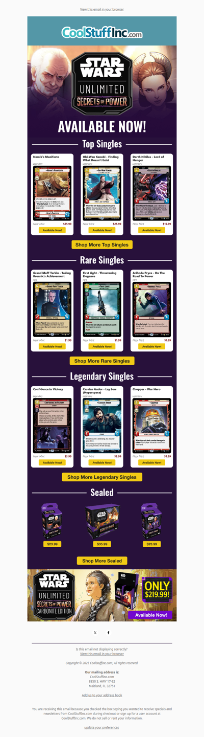 The Plot Thickens with Secrets of Power! Get Sealed, Singles, and Supplies for the Latest Star Wars Unlimited Set!