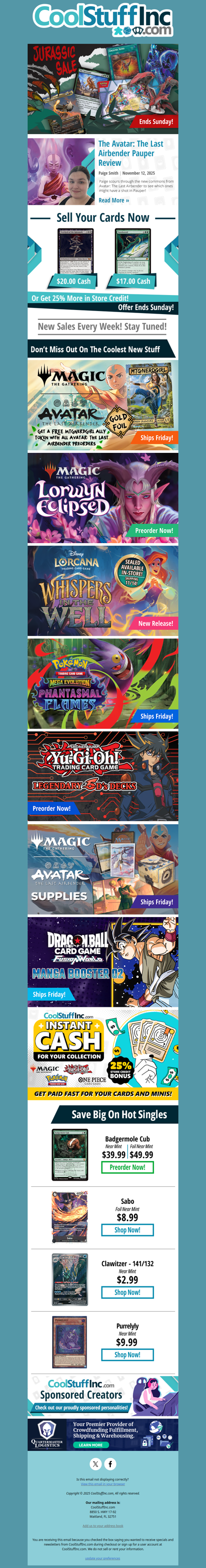 Jurassic Sale Kicks Off! Avatar Ships Friday, New Lorcana, Pokémon, and More!