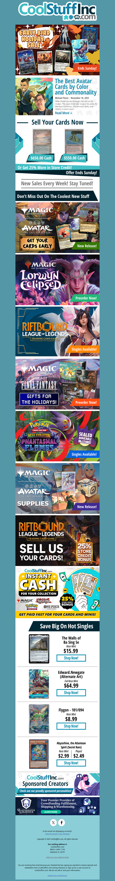 Check Out the Early Bird Sale! Avatar Now Available, New Pokemon, and More!