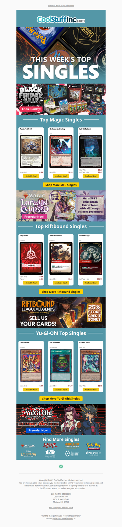 Check Out the Black Friday Sale! Save on singles for Magic, Riftbound, Yu-Gi-Oh!, and More!