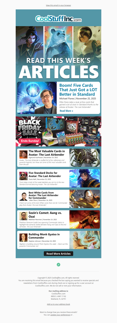 Black Friday Sale! Fresh Articles Every Weekday for Magic: The Gathering and More!