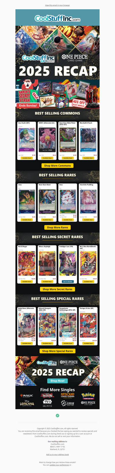 One Piece 2025 Recap 🎄 Santa’s Secret Stash Ends Sunday!