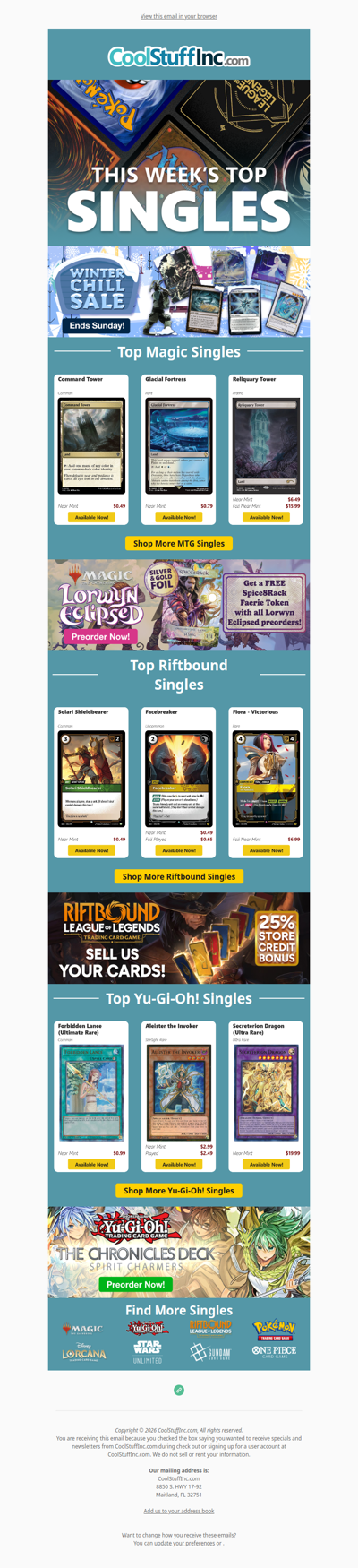 Winter Chill Sale ❄️ Top MTG, Yu-Gi-Oh! & Riftbound Singles