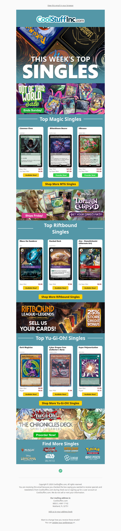 Out of this World Sale! 💫 Top MTG, Yu-Gi-Oh! & Riftbound Singles