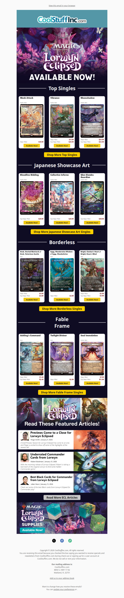 Lorwyn Eclipsed Is Here! 🌒 Sealed, Singles, and Supplies Now Available!