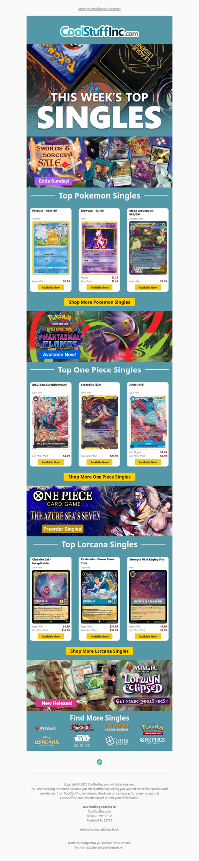 Swords & Sorcery Sale ⚔️  Pokémon, Lorcana & One Piece & More! 🪄