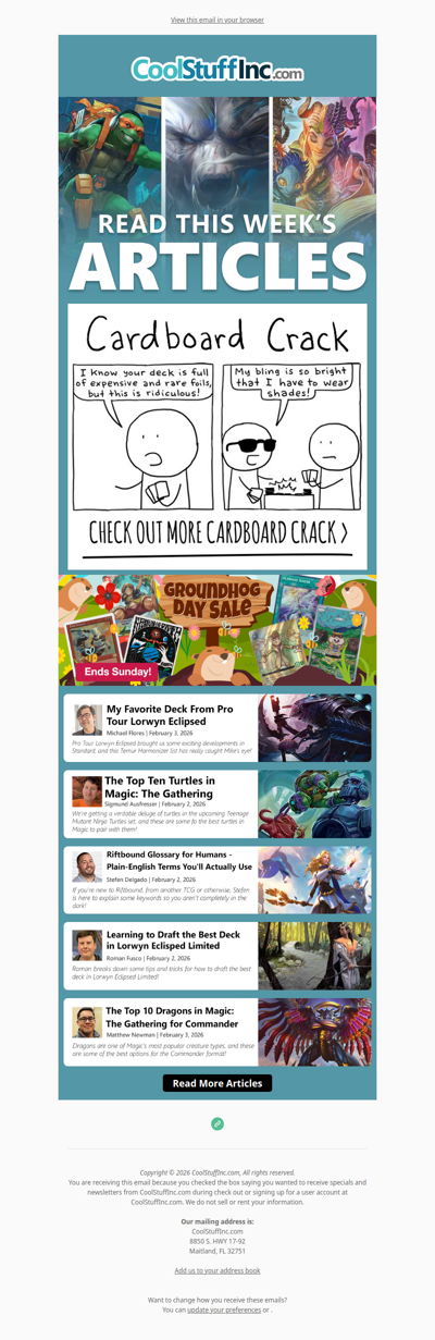 This Week’s Featured Articles +  Groundhog day Sale!