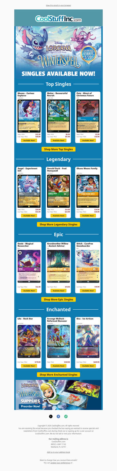 ❄️ Lorcana Winterspell Singles Are Here!