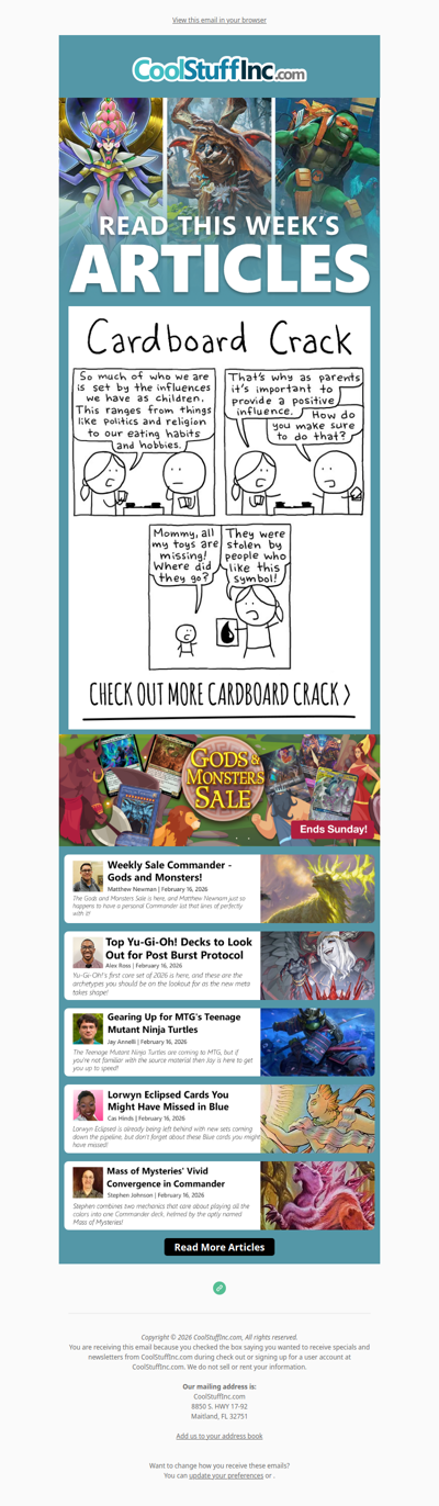 This Week’s Featured Articles +  Gods and Monsters Sale!